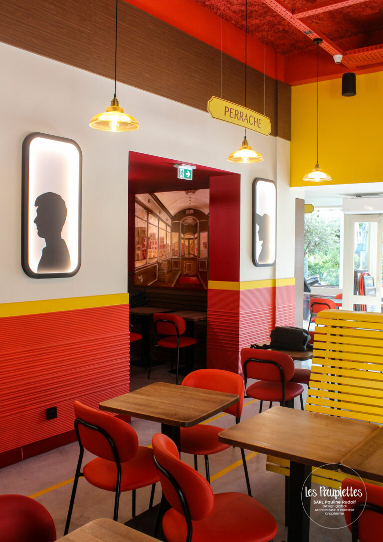 SARL Pauline Rudolf Les Paupiettes architecture intérieur graphisme Le Tramway bar restaurant brasserie bar à bières lyon Part Dieu logo enseigne fresque décoration lyon Caluire et Cuire