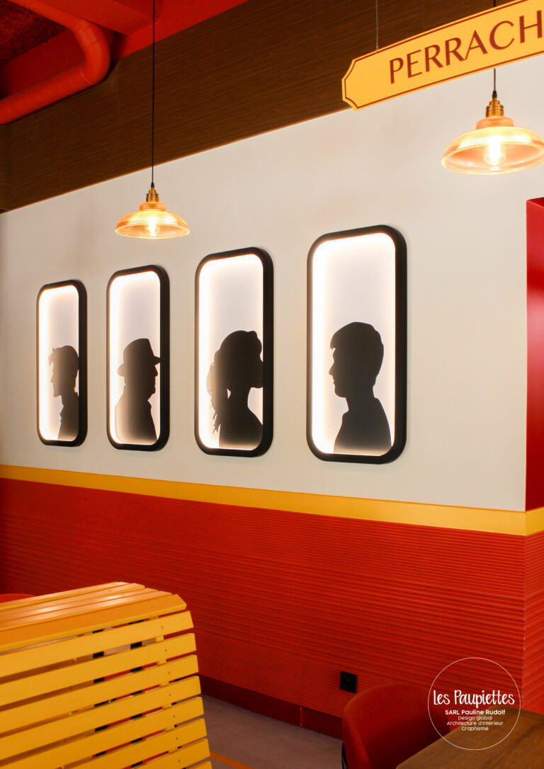 SARL Pauline Rudolf Les Paupiettes architecture intérieur graphisme Le Tramway bar restaurant brasserie bar à bières lyon Part Dieu logo enseigne fresque décoration lyon Caluire et Cuire