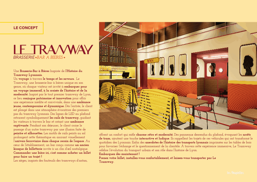SARL Pauline Rudolf Les Paupiettes architecture intérieur graphisme Le Tramway bar restaurant brasserie bar à bières lyon Part Dieu logo enseigne fresque décoration lyon Caluire et Cuire