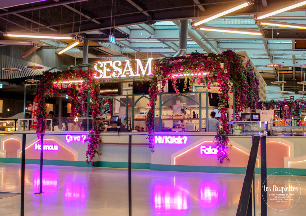 SARL Les Paupiettes Pauline Rudolf architecture interieur graphisme Sesam by litani centre commercial la part-dieu westfield restaurant libanais sur place a emporter
