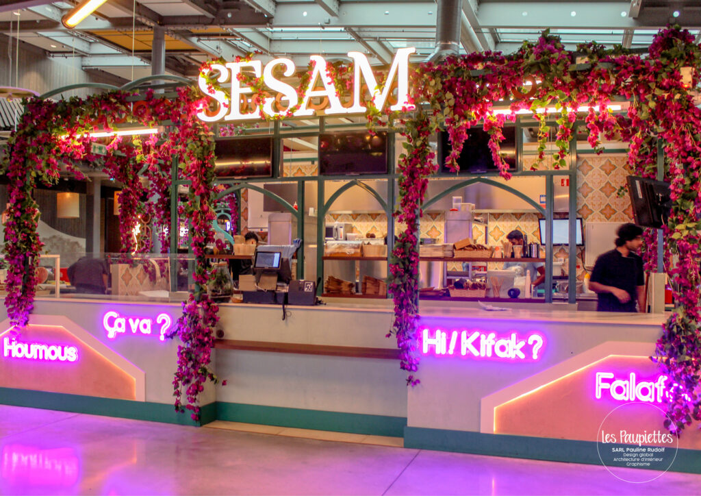 SARL Les Paupiettes Pauline Rudolf architecture interieur graphisme Sesam by litani centre commercial la part-dieu westfield restaurant libanais sur place a emporter