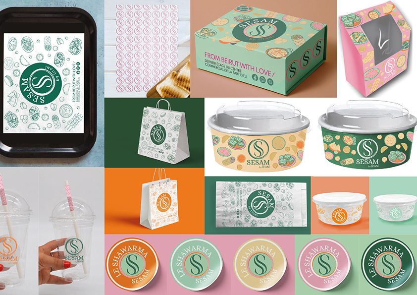 SARL Pauline Rudolf - les Paupiettes - architecture intérieur graphisme restaurant Sesam libanais charte graphique carte visite menu packaging by litani Centre commercial la Part Dieu