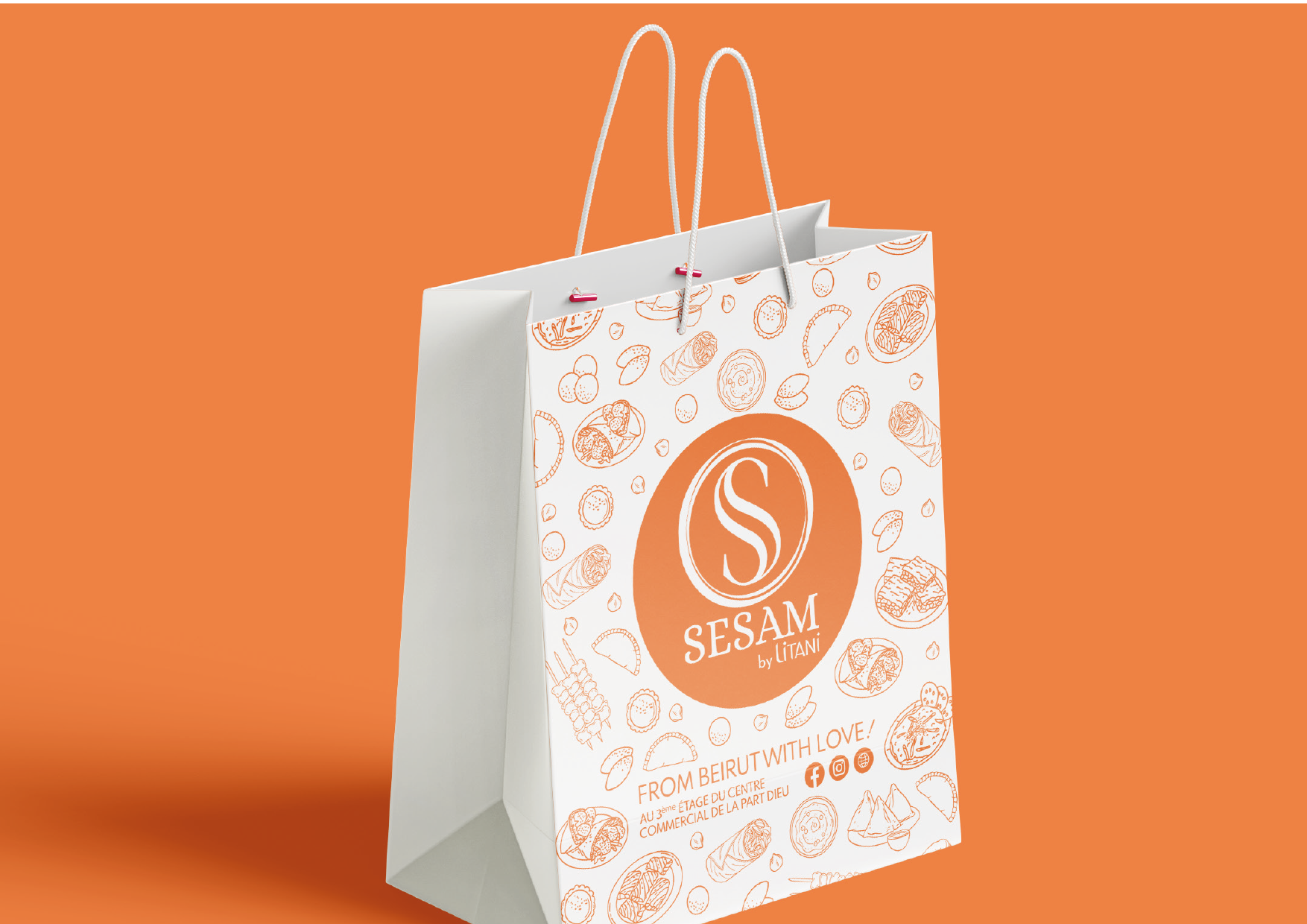 SARL Pauline Rudolf - les Paupiettes - architecture intérieur graphisme restaurant Sesam libanais charte graphique carte visite menu packaging by litani Centre commercial la Part Dieu