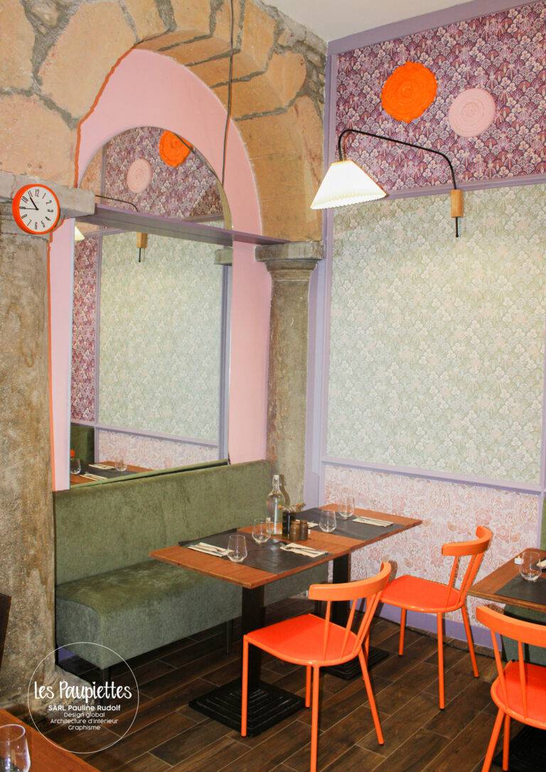 SARL PAULINE RUDOLF les Paupiettes architecture intérieure graphisme sous le balcon croix rousse restaurant