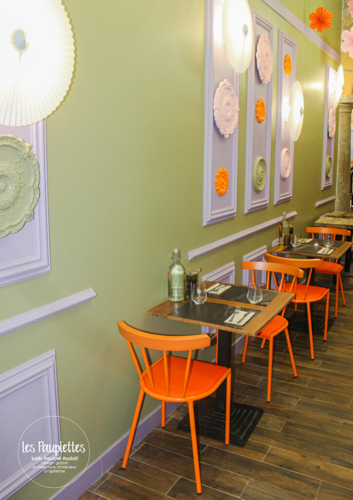 SARL PAULINE RUDOLF les Paupiettes architecture intérieure graphisme sous le balcon croix rousse restaurant