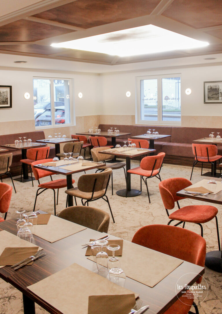 SARL Pauline Rudolf Les paupiettes architecture intérieure graphisme restaurant hotel la ville borgo champagne aux mont d'or lyon