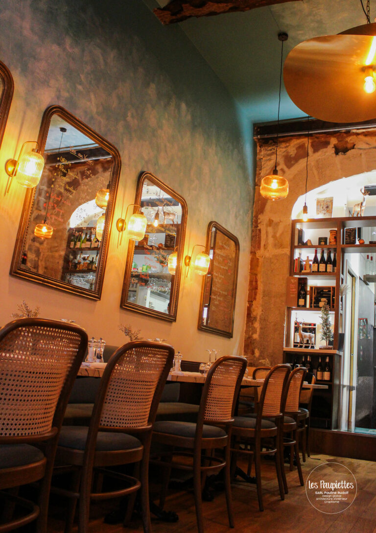 SARL Pauline Rudolf Les Paupiettes architecture intérieure et graphisme lyon rhone alpes ancré restaurant brasserie rue mercière lyon