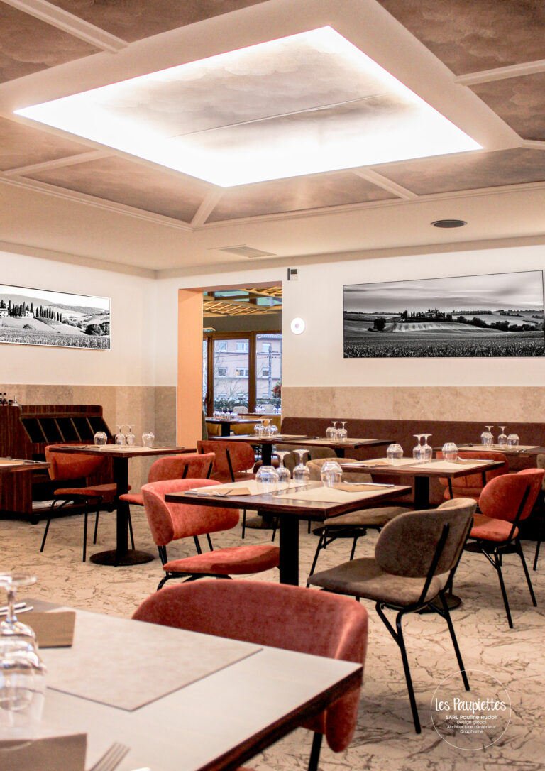 SARL Pauline Rudolf Les paupiettes architecture intérieure graphisme restaurant hotel la ville borgo champagne aux mont d'or lyon