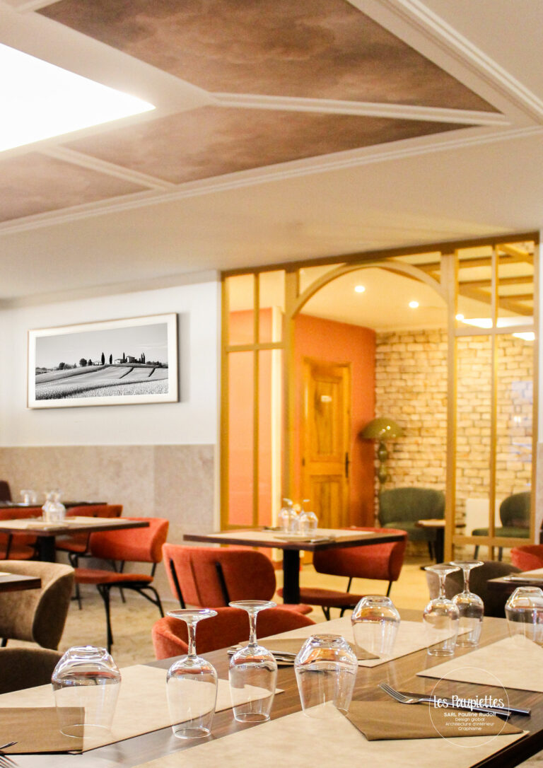 SARL Pauline Rudolf Les paupiettes architecture intérieure graphisme restaurant hotel la ville borgo champagne aux mont d'or lyon