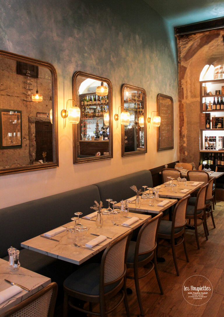 SARL Pauline Rudolf Les Paupiettes architecture intérieure et graphisme lyon rhone alpes ancré restaurant brasserie rue mercière lyon