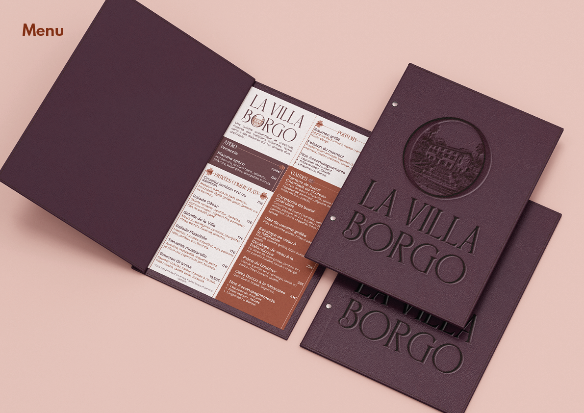 Charte graphique Villa Borgo SARL Pauline Rudolf architecture et graphisme lyon restaurant hotel