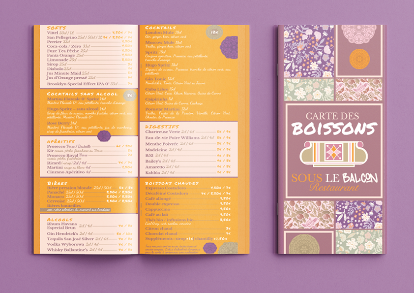 SARL PAULINE RUDOLF Les Paupiettes architecture interieur et graphisme charte graphique projet Sous le Balcon restaurant bistrot graphisme